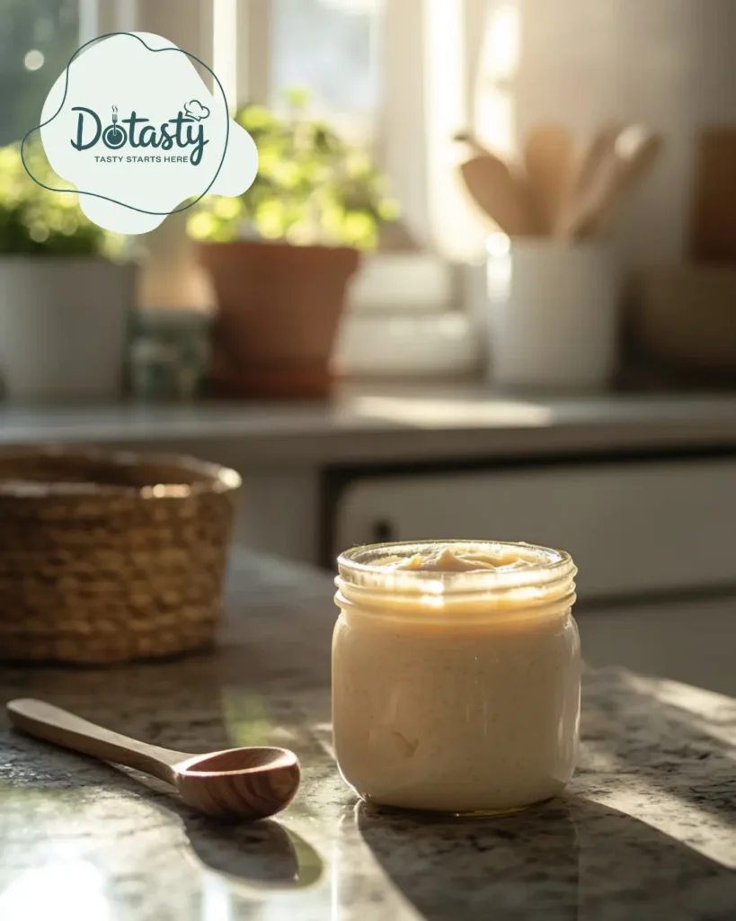 Creamed honey recipe in a jar with a silky texture, ready to enjoy.