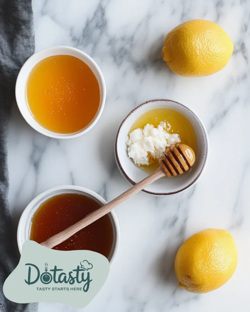 Ingredients for creamed honey set out neatly on a kitchen counter
