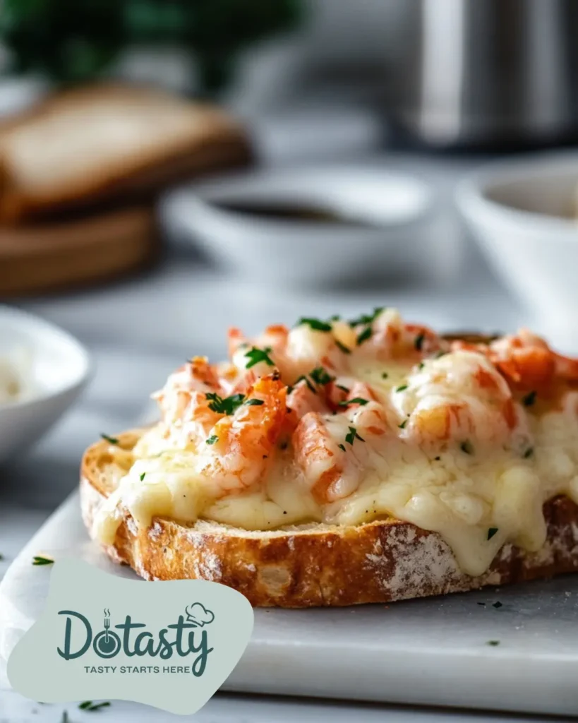 Assembling sandwich with lobster and cheese