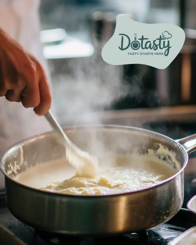 Butter and flour cooking in saucepan to make roux