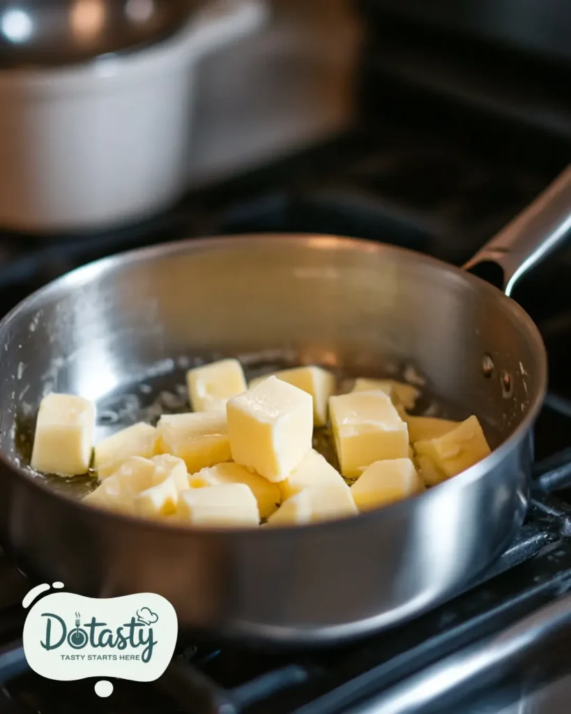 Butter melting in a saucepan on the stove