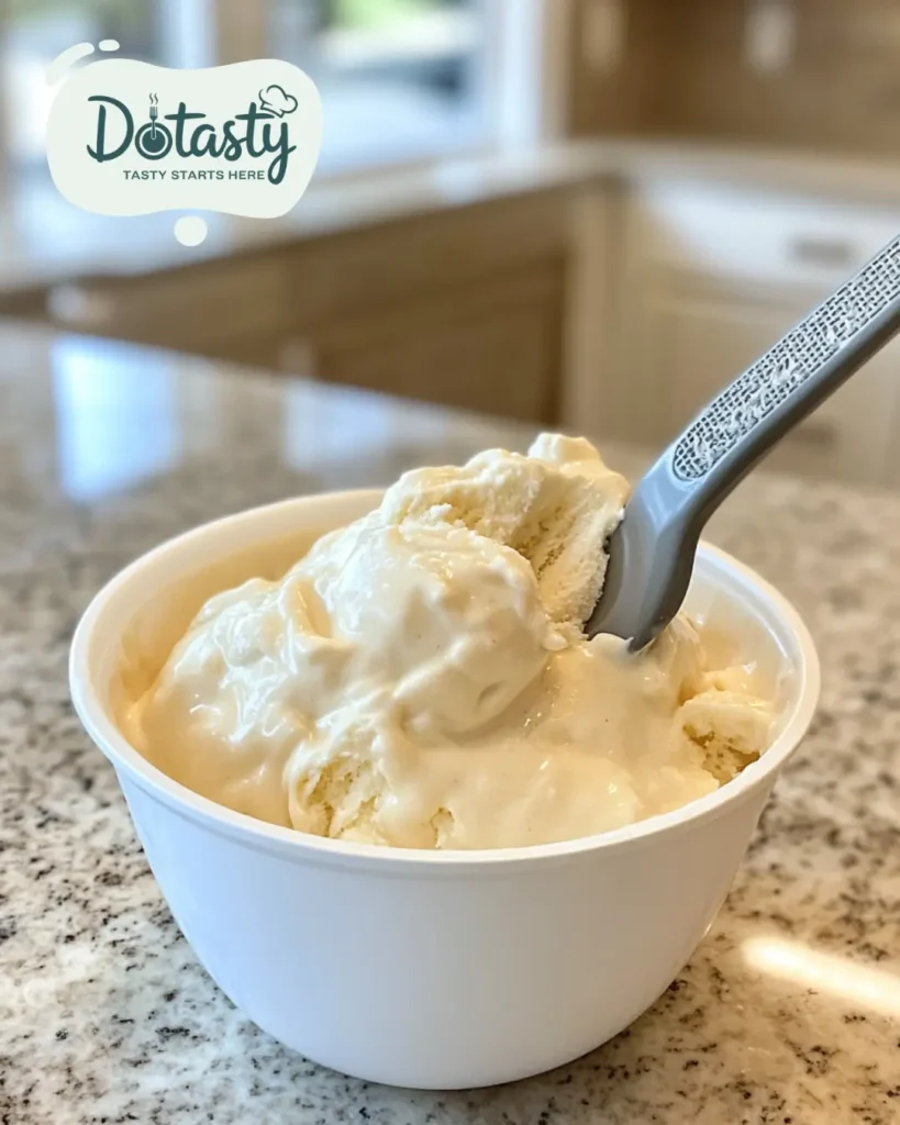 Custard base added to an ice cream maker for churning