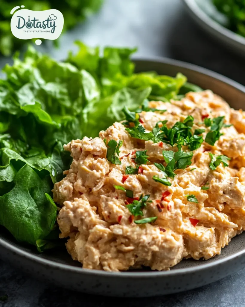Keto tuna casserole served on a plate with leafy green salad.