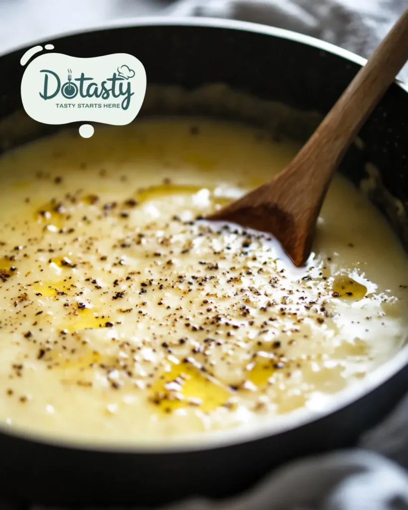 Lemon pepper sauce simmering and slightly thickened in a pan