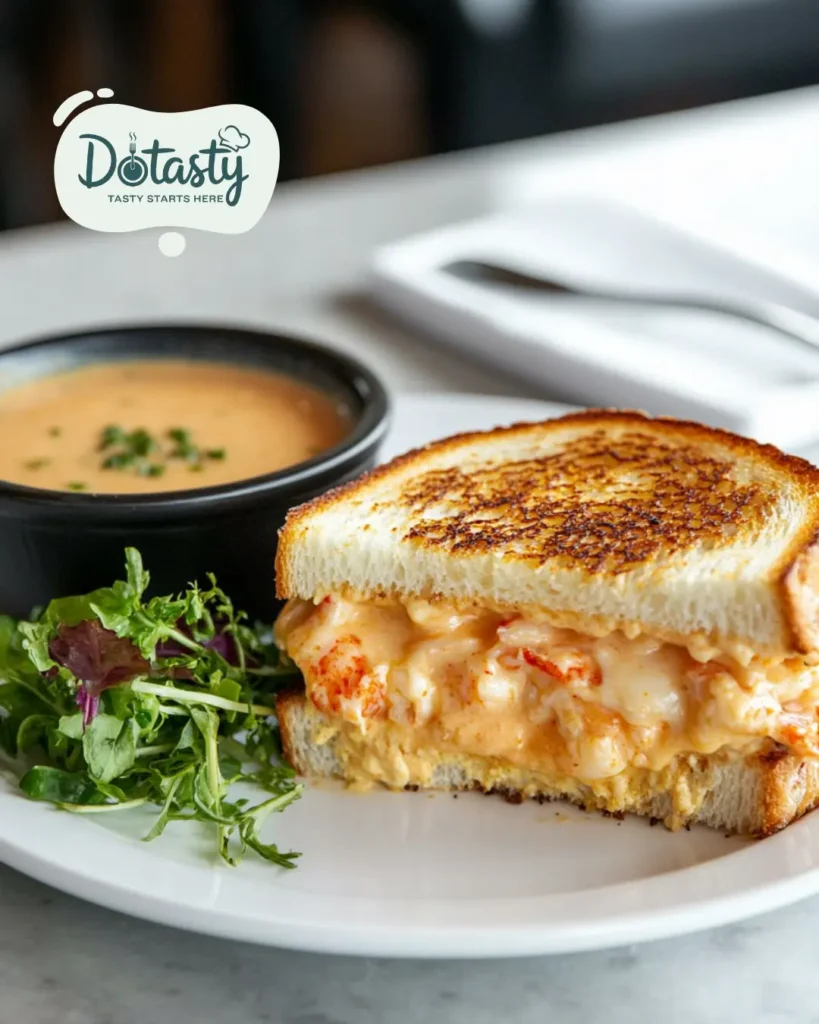 Lobster grilled cheese with tomato soup side