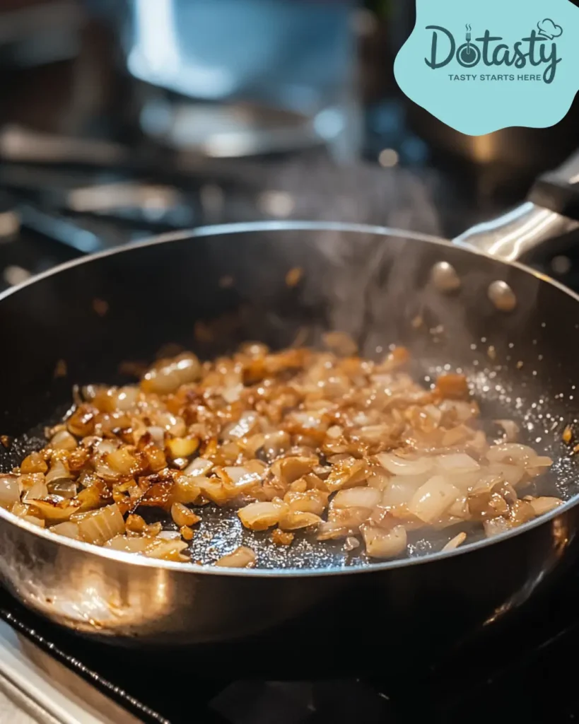 Sautéing onions and garlic in a large pot