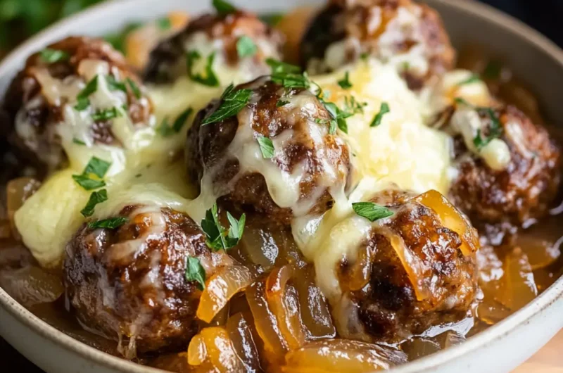 Slow Cooker French Onion Meatballs