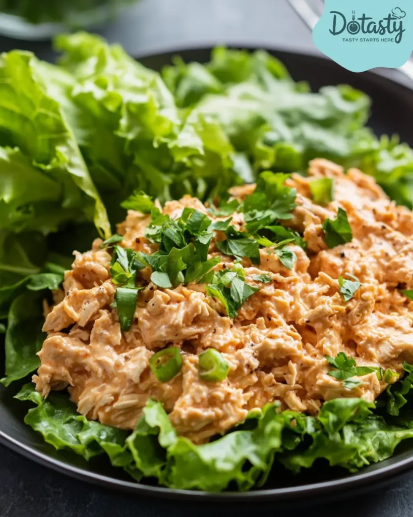 Top view of baked keto tuna casserole in white dish with golden melted cheese.